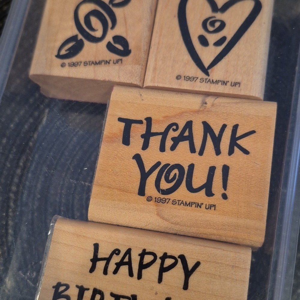 STAMPIN' UP! Retired 1997 'Mini Bold Greetings' Stamp Set, Set of 4 Stamps - Picture 2 of 6